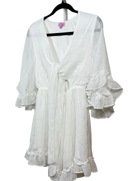 miami Pants - Mi Ami Woman’s. Sheer Stylish white romper size small with a tie-front detail.